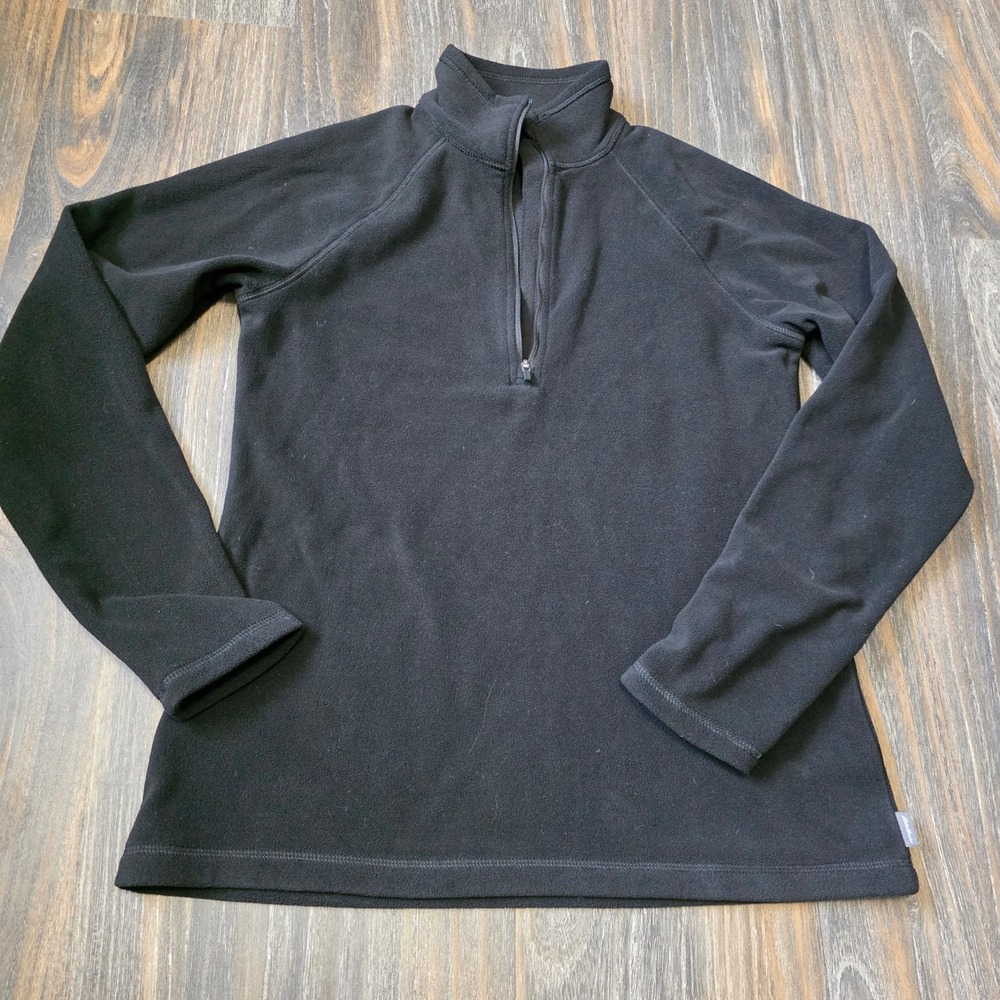 Eddie Bauer Womens XS Black Quarter Zip Fleece Pullover Raglan Sleeve Activewear